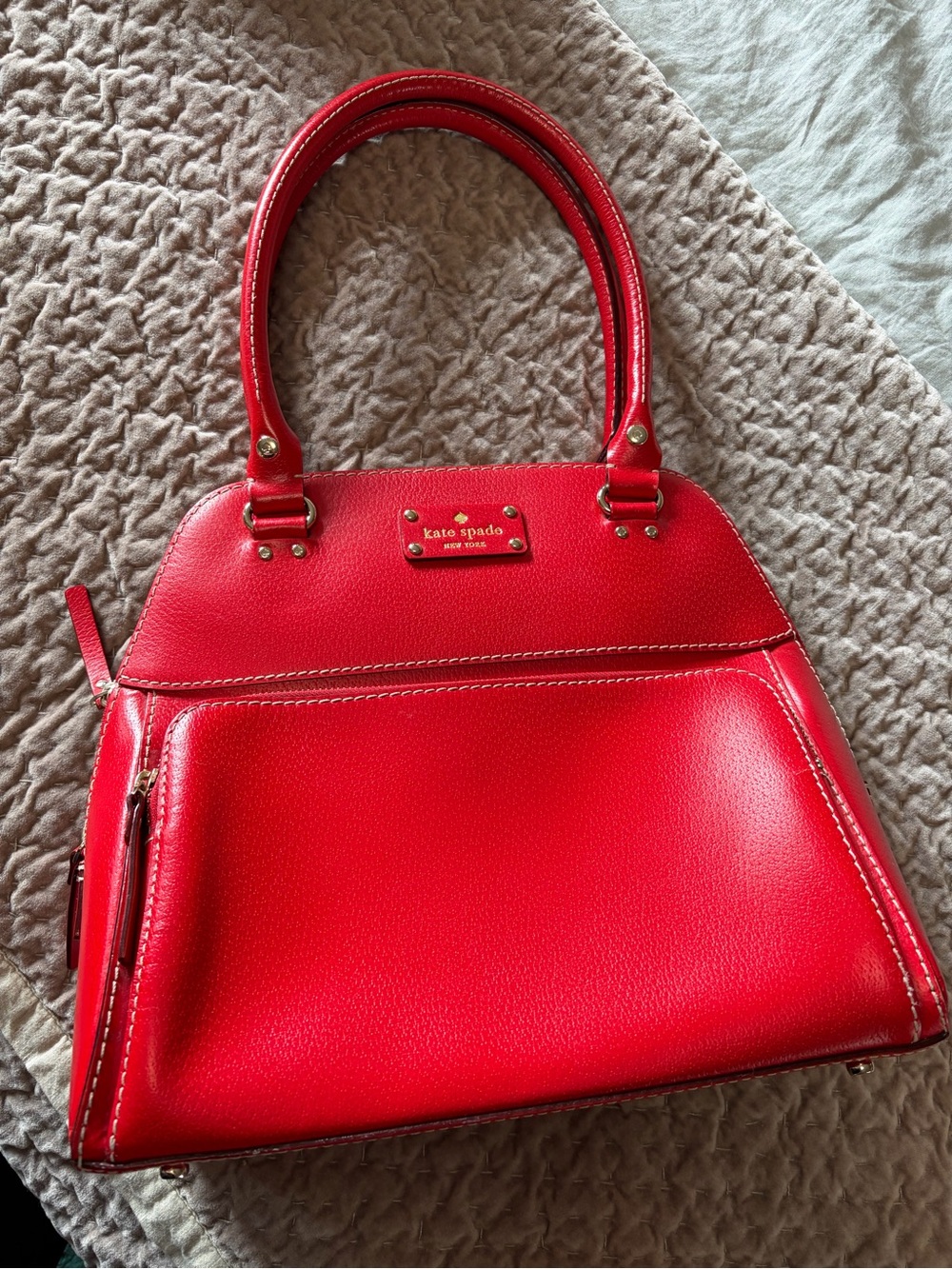 kate spade Red Leather Dome Satchel and Matching zip around Wallet with Dust bag